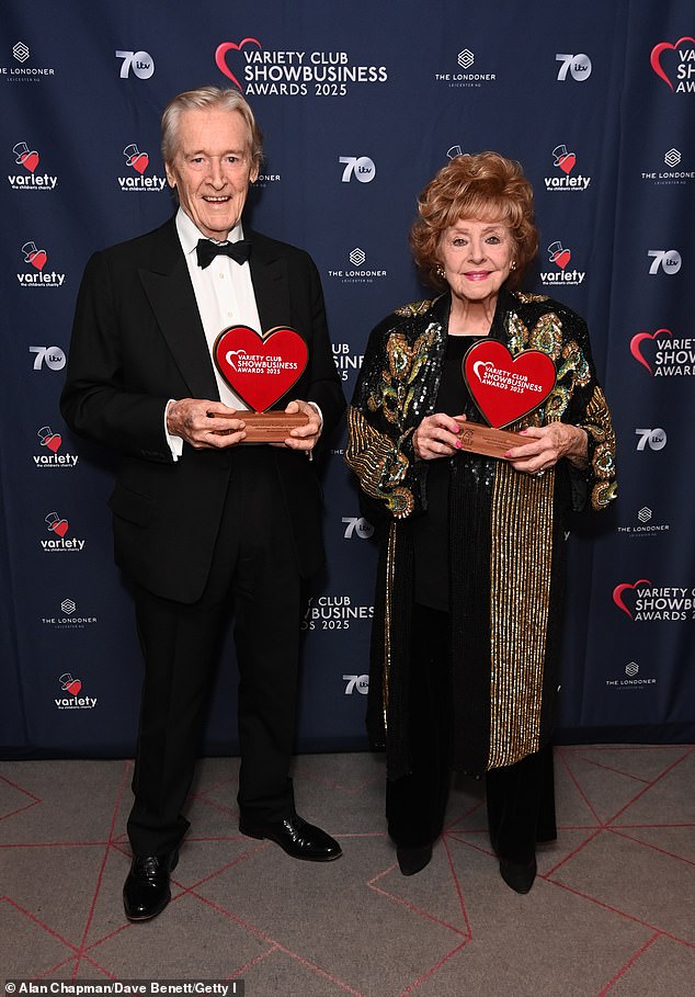 Coronation Street legends William Roache and Barbara Knox (pictured) insisted they aren't slowing down yet as they were awarded the Outstanding Contribution to Television gong at the Variety Club Awards on Sunday evening