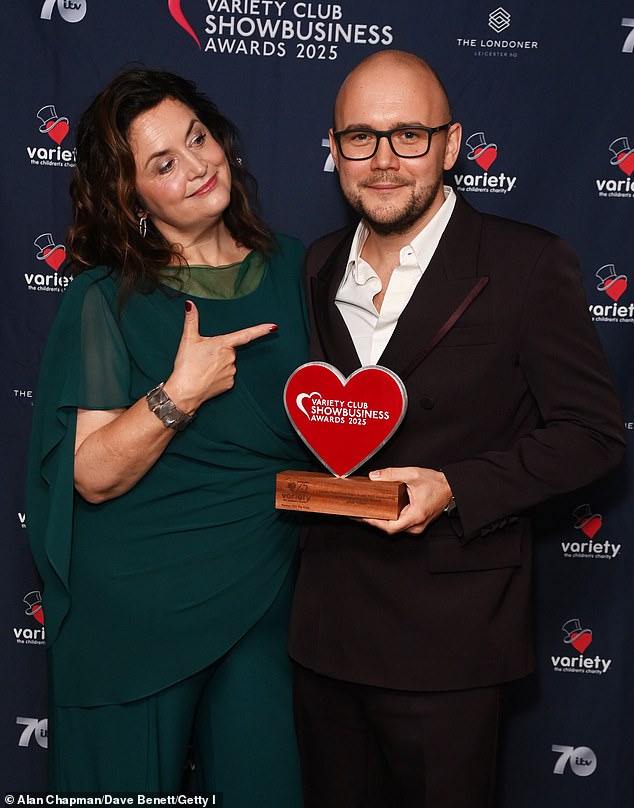 Elsewhere, Jamie Wilson was given the award for Outstanding Contribution to Musical Theatre, after establishing Jamie Wilson Productions in 2008, which is one of the leading independent theatre production companies in the UK (pictured with Ruth Jones)