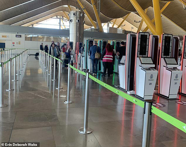 Travellers arriving in Madrid have noted extremely short wait times, as pictured