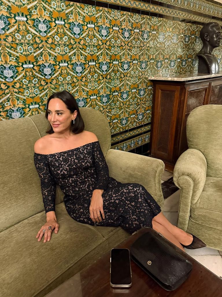 Tamara Falcó, impecable con su vestido de encaje negro en la boda de la  hija de los marqueses de Boil, image size:768x1024