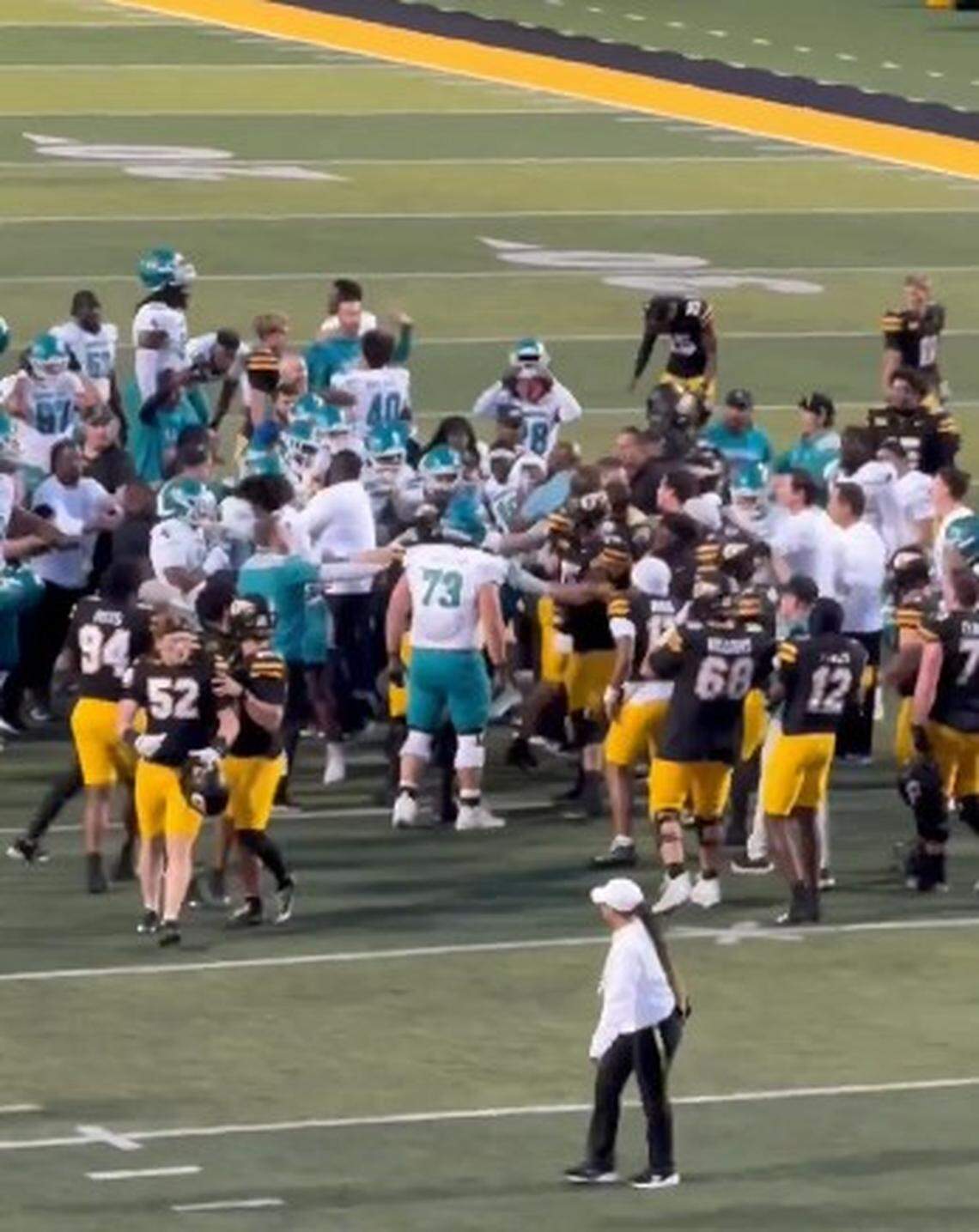 Flag after the play. Brawl breaks out between CCU and App State. What ...