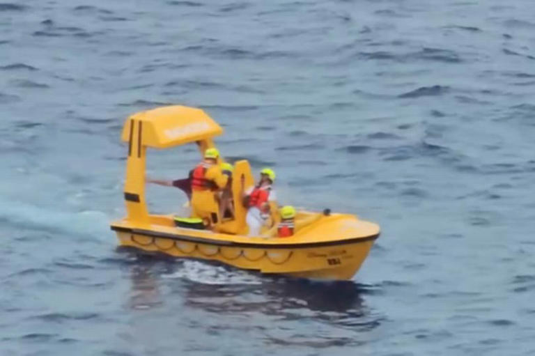 A photo of the girl being rescued