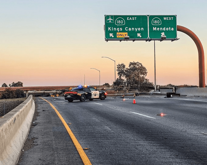 Blueberries block traffic on Fresno highway