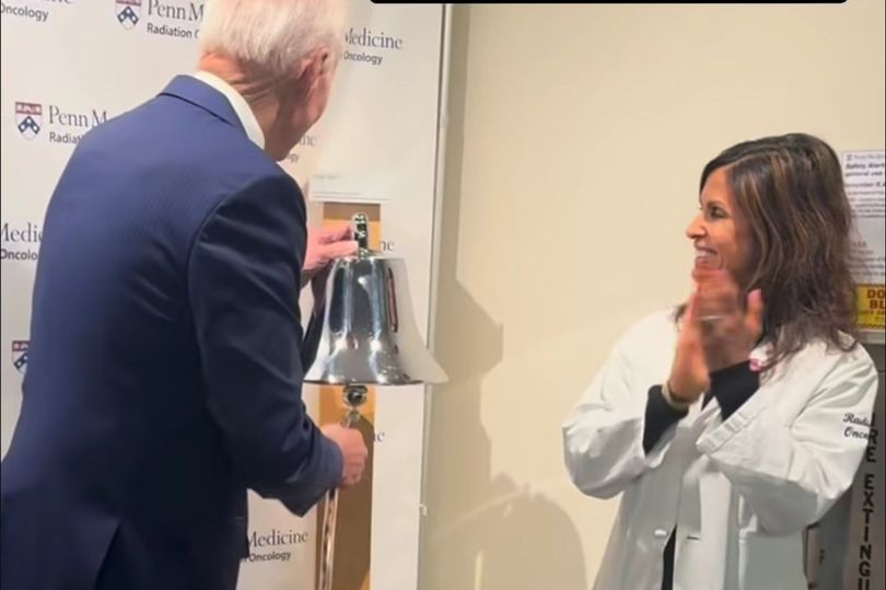 Cheerful Joe Biden rings cancer bell after he completes round of