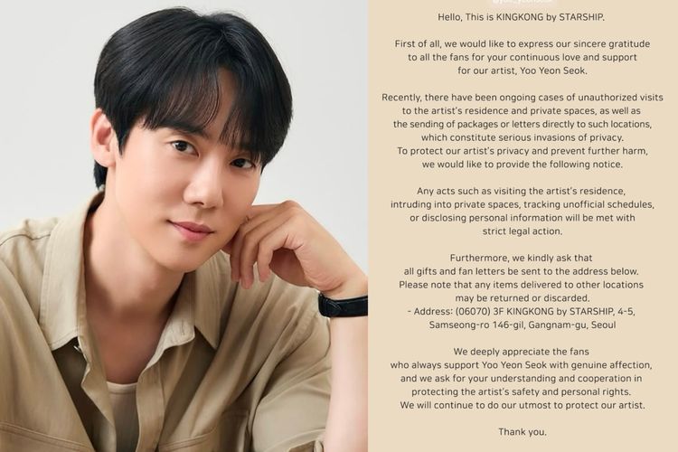 Agensi Yoo Yeon Seok Tuntut Penggemar yang Langgar Privasi