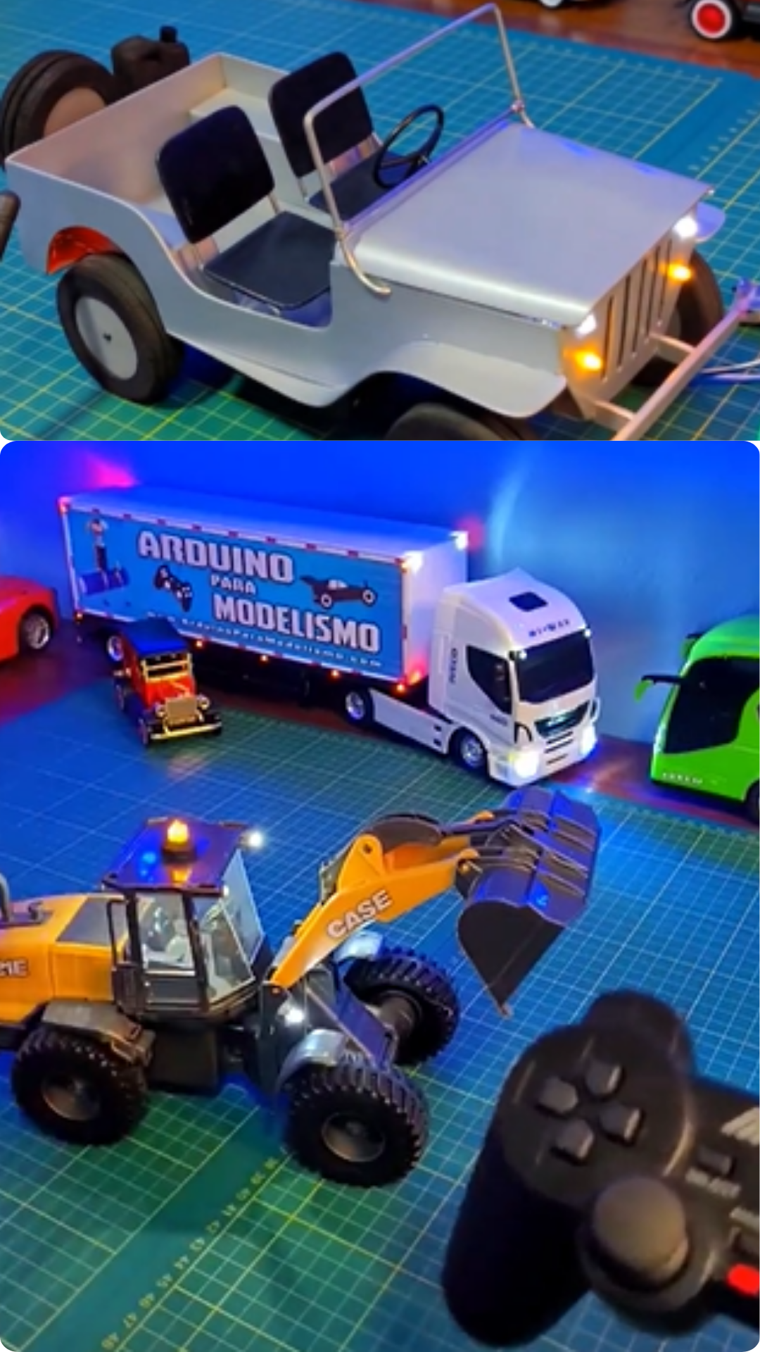 Pá carregadeira RC com Arduino e controle PS2