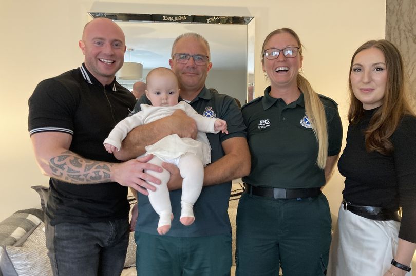 Scots paramedics reunited with baby they saved seven months on from