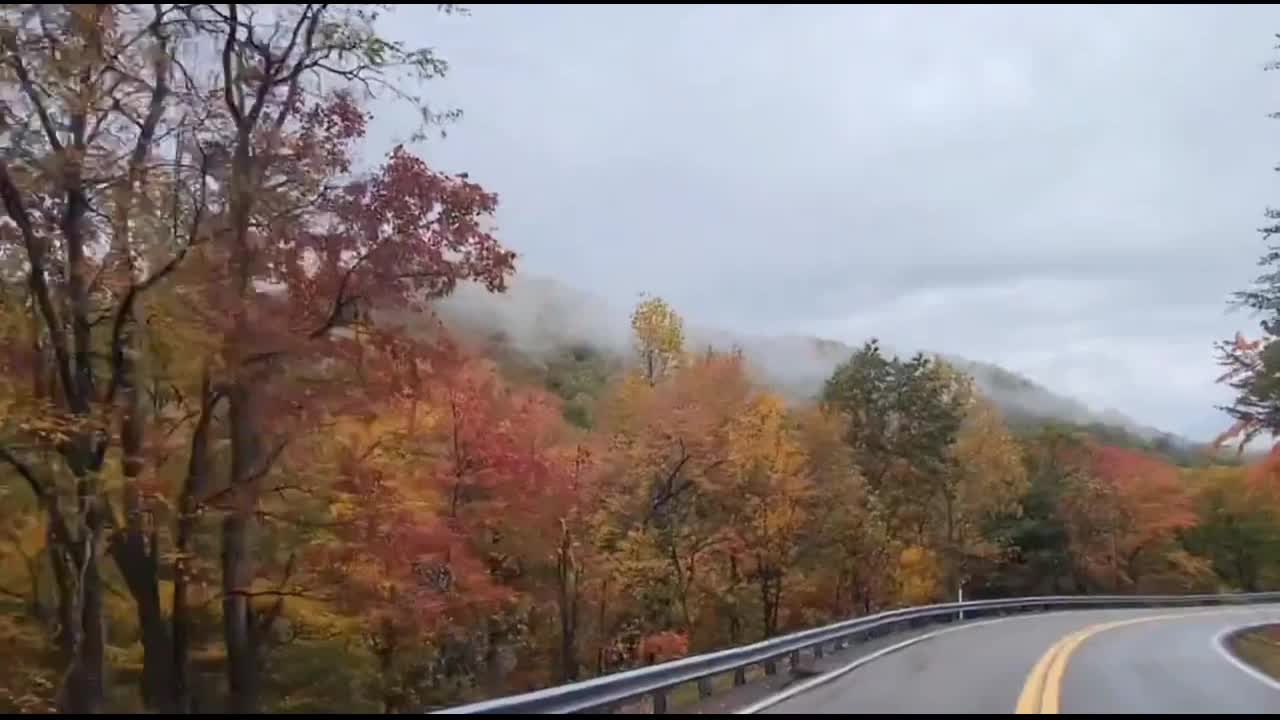 Breathtaking autumn drive on Highway 421 in Tennessee, USA