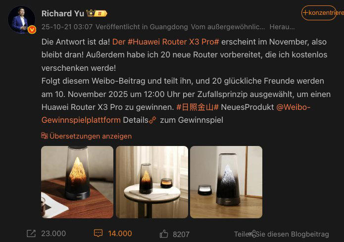 Huawei hat einen spektakulären Router angekündigt, an dem sich die ...