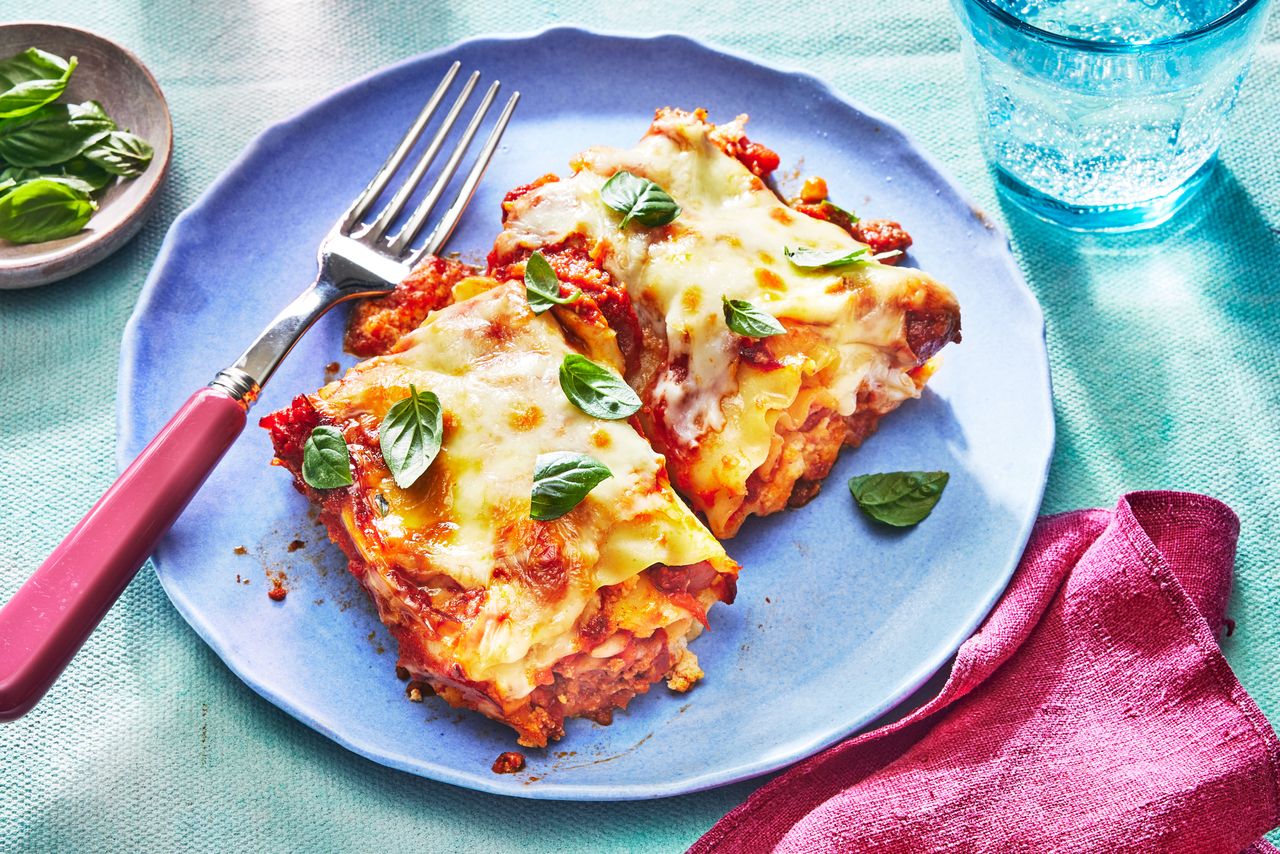 Southern Living Lasagna Roll Ups on a plate to serve with a fork