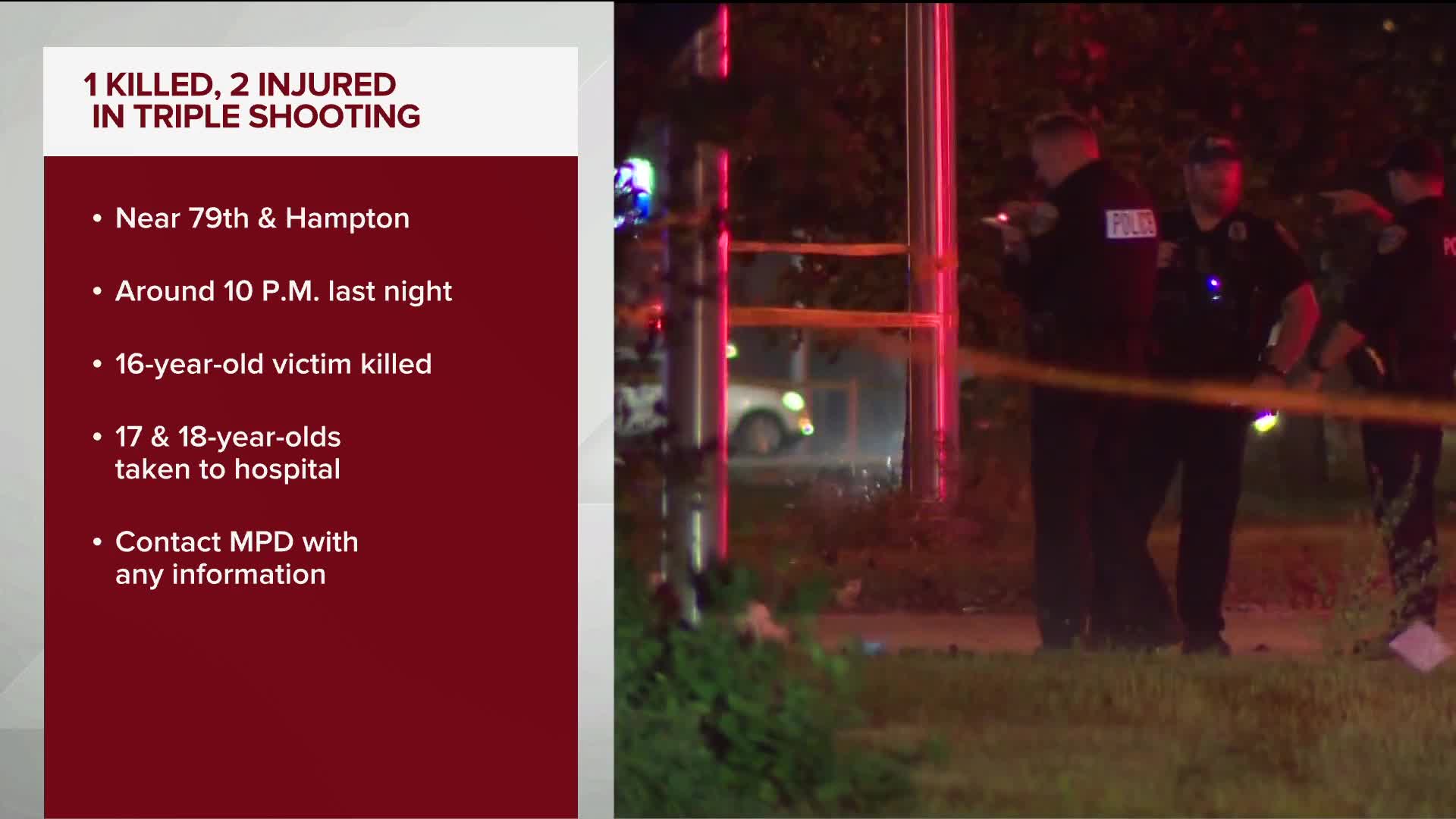 Shooting leaves 1 teen dead, 2 injured near 79th and Hampton in Milwaukee