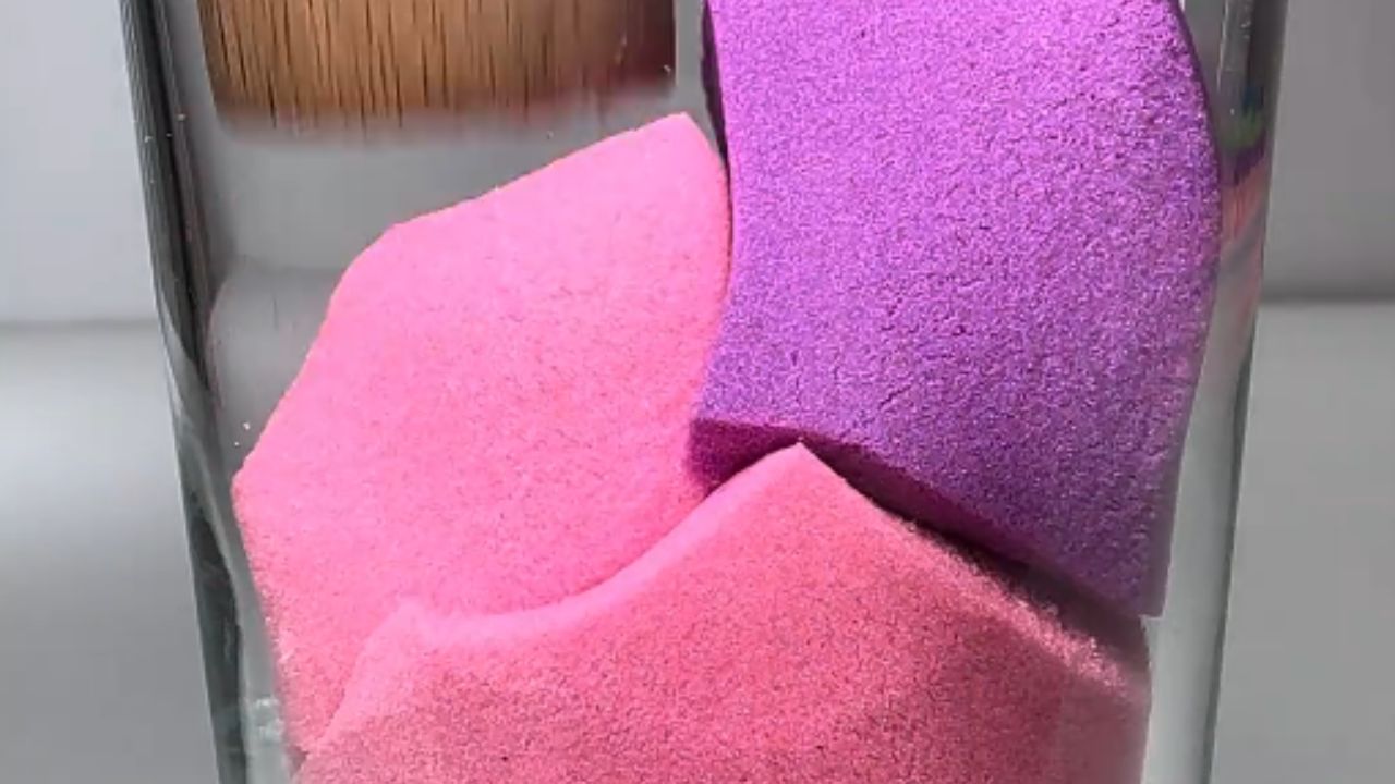 Visually delightful footage of colorful kinetic sand cubes getting ...