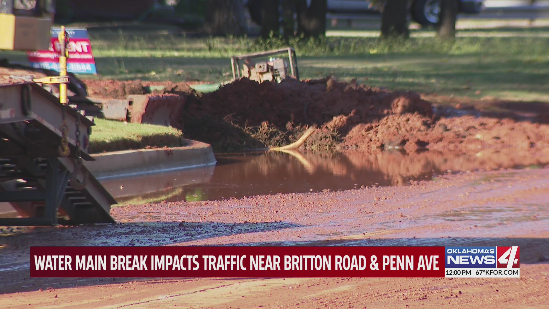Water main break causes lane closures in NW Oklahoma City
