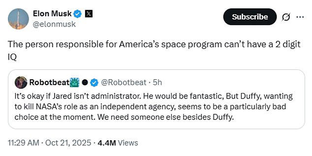 Elon Musk savages Trump NASA chief as too dumb for the job reigniting ...