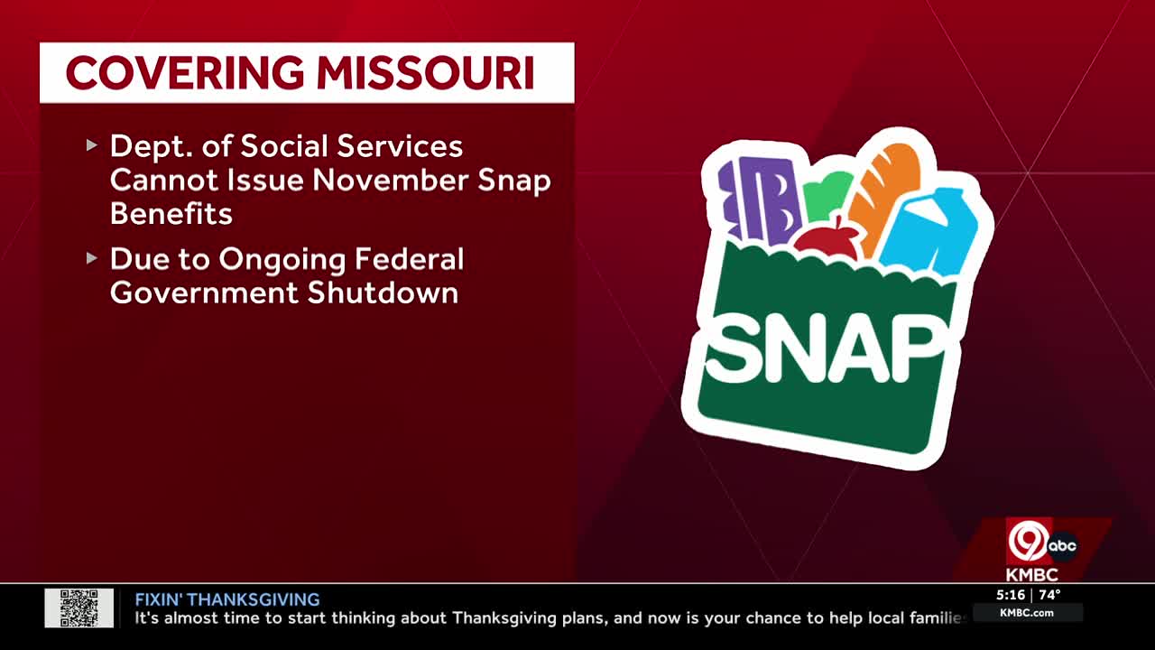 Missouri unable to issue November SNAP benefits amid federal shutdown