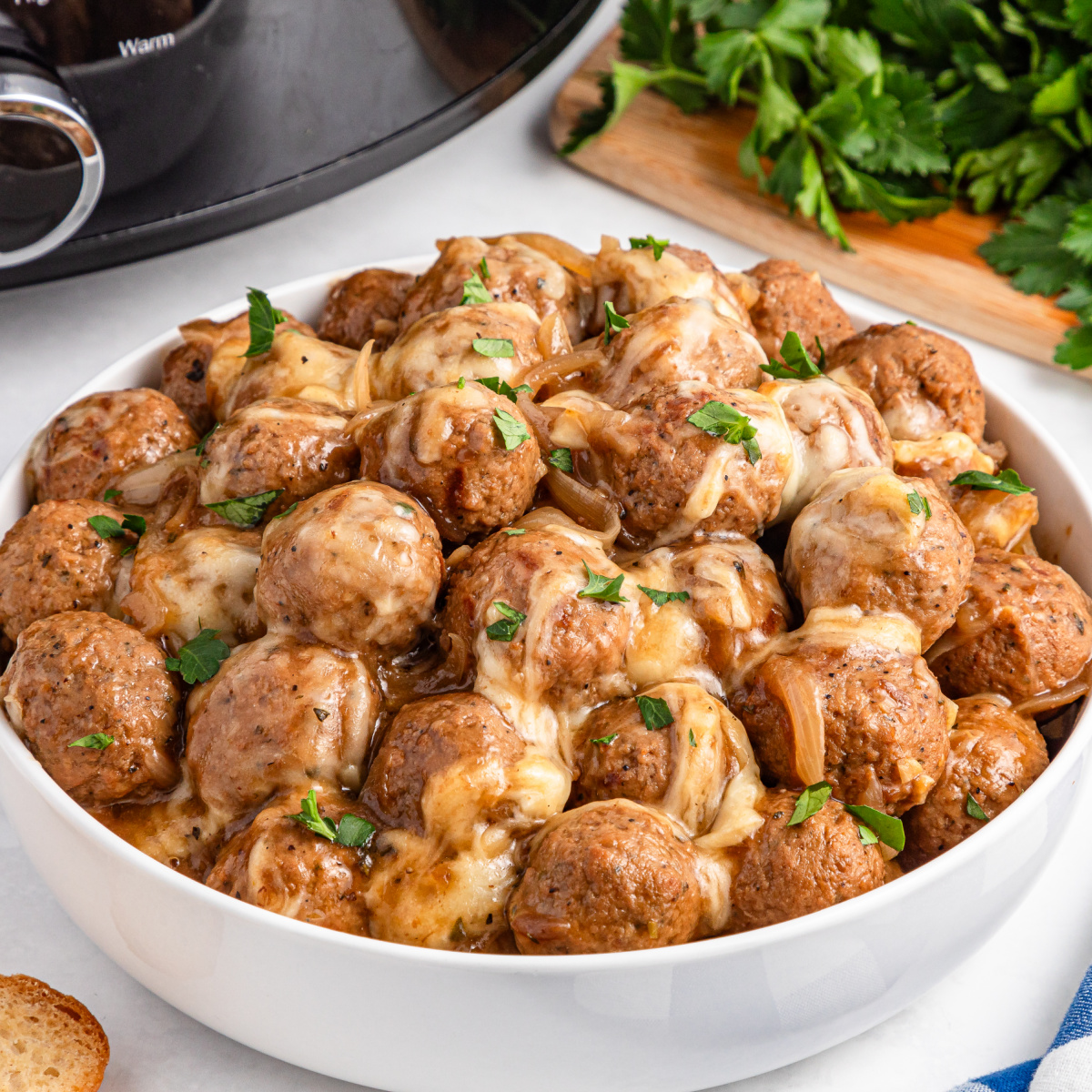 Slow Cooker French Onion Meatballs