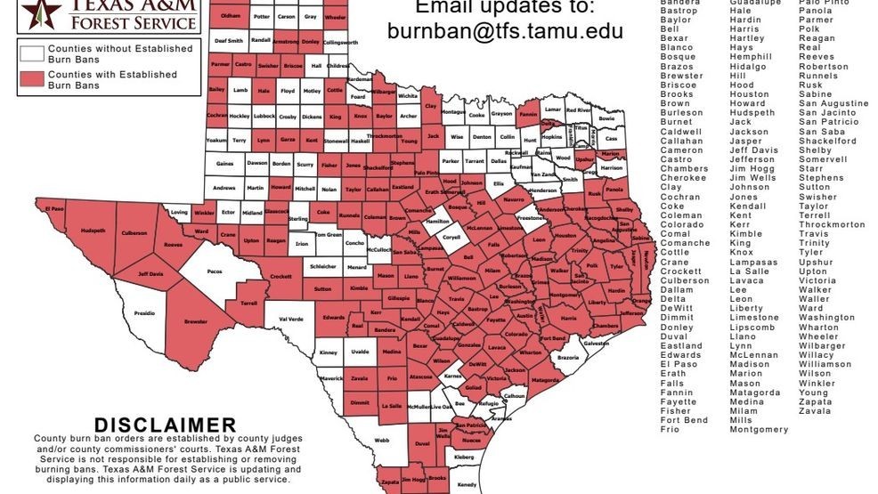 Counties extending Burn Bans due to continuing fire danger