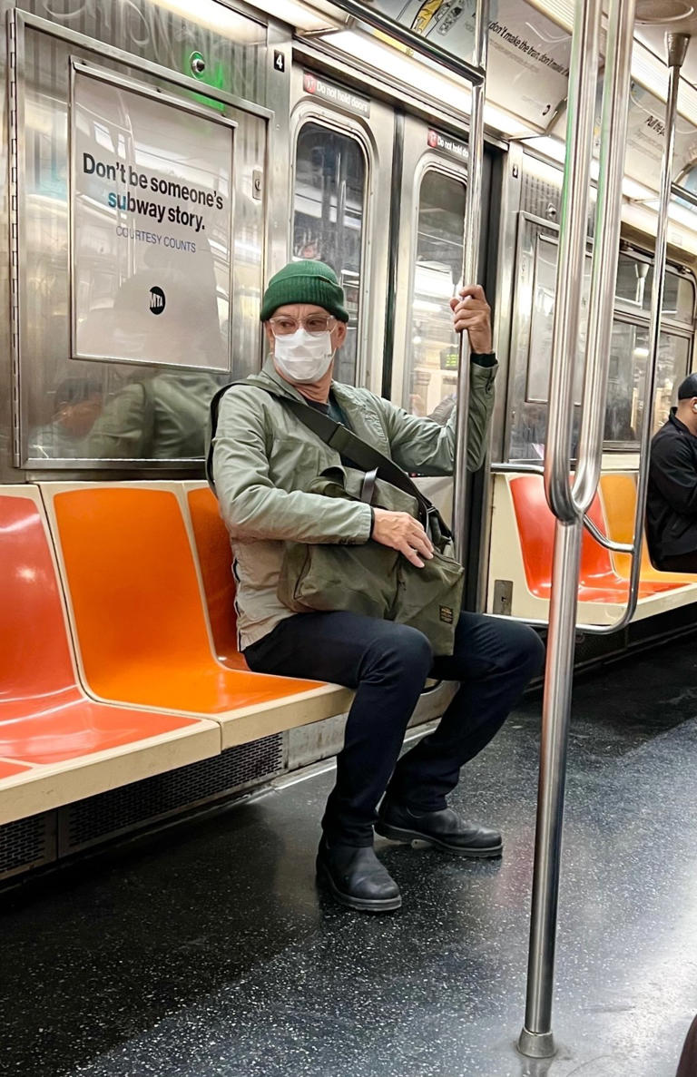 Oscar winner Tom Hanks rides NYC subway completely incognito