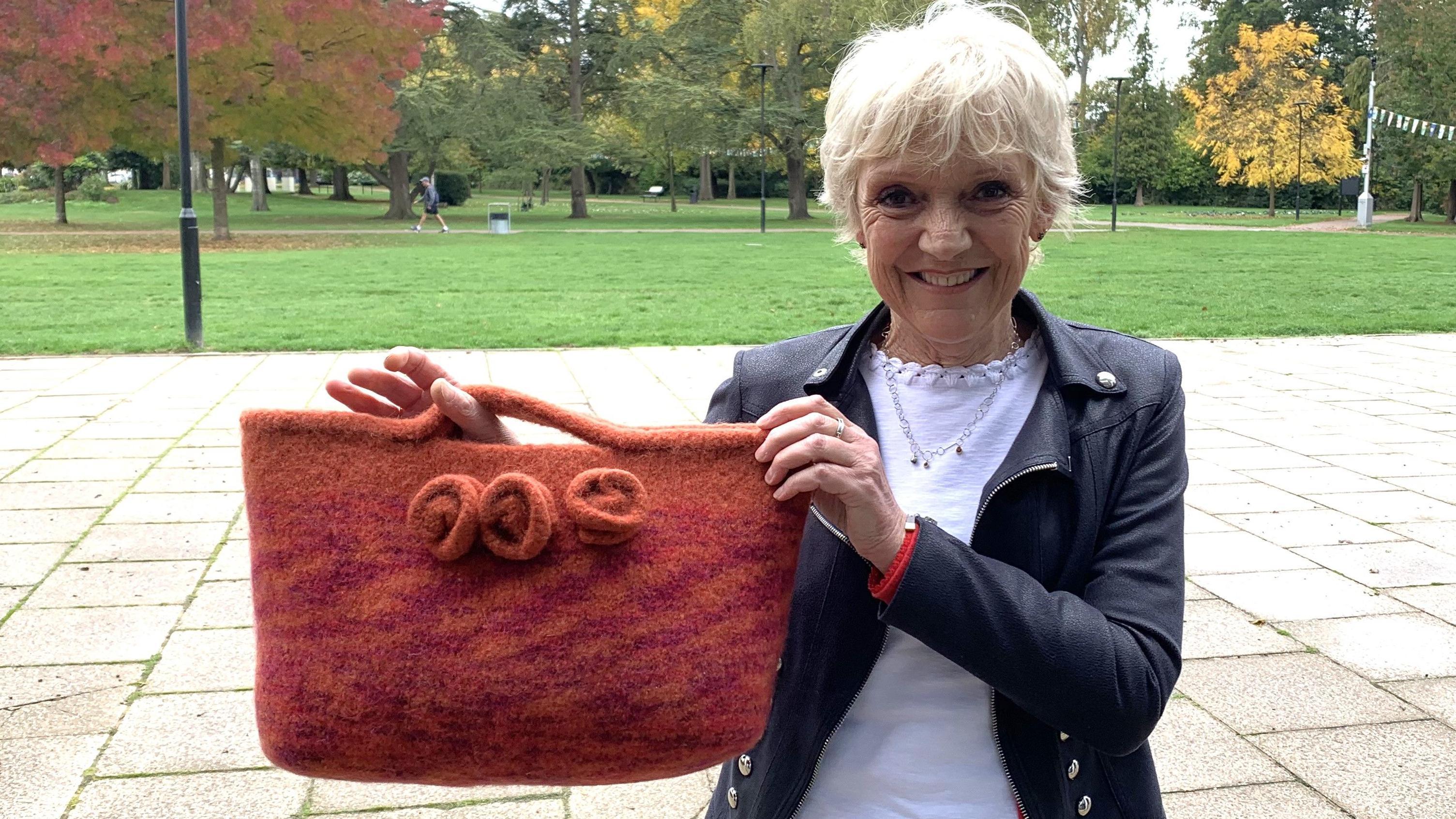 Gillian Wright crafts bags and sells them at fairs to raise money for MS charities
