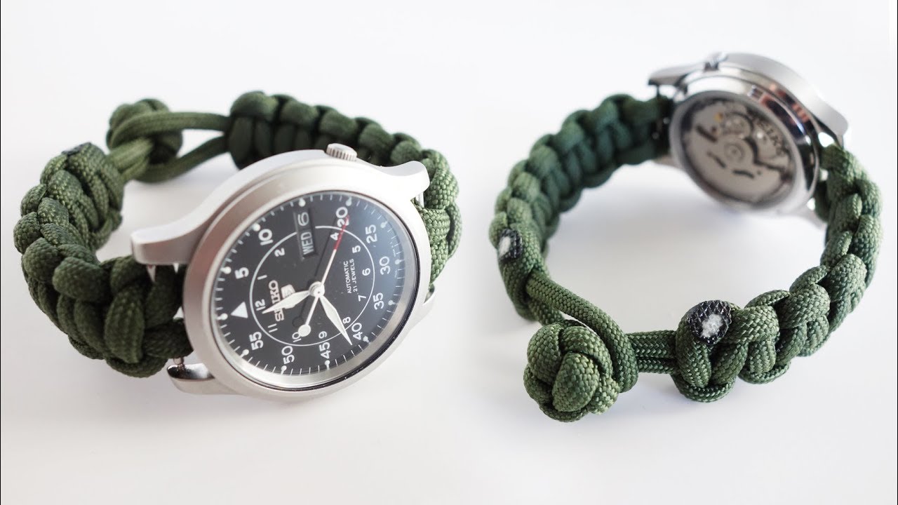 How to make a paracord watch band without a buckle using a knot and loop