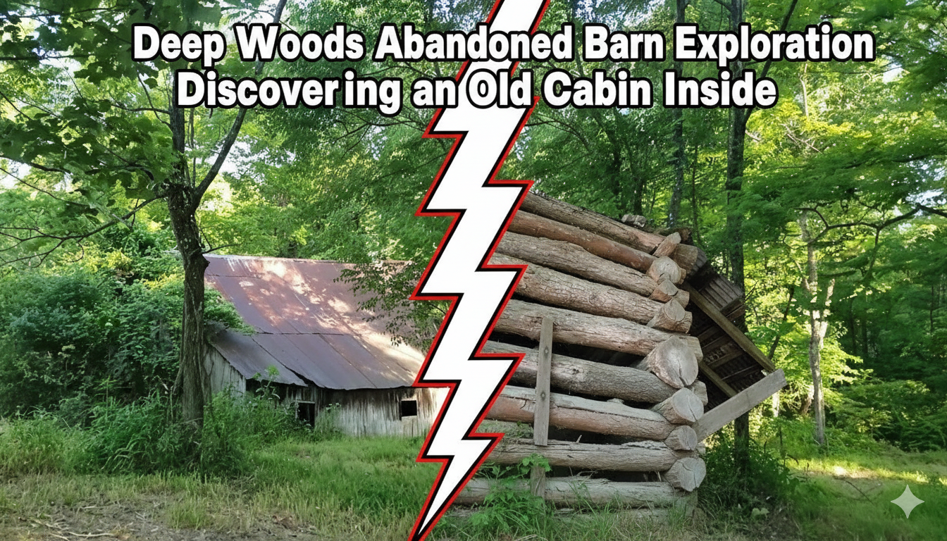 Deep woods abandoned barn exploration – discovering an old cabin inside