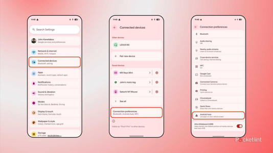 Android Auto settings screenshots