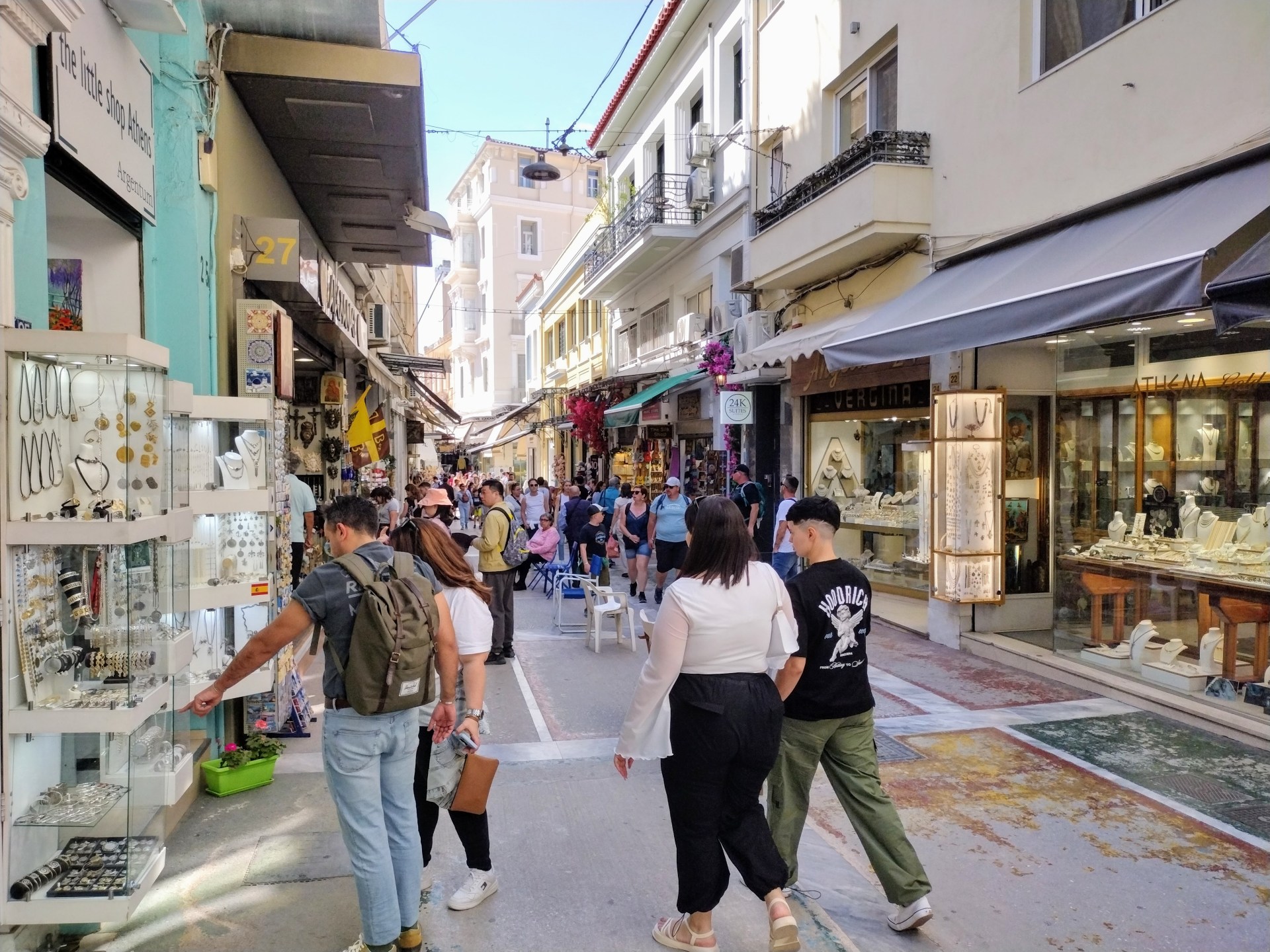 The streets of Athens filled with shops
