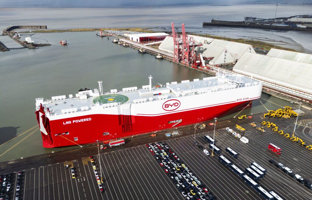 Chinese container ship carrying 7,000 cheap electric cars docks in the UK