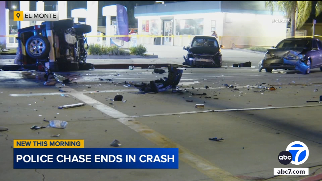 Suspect in custody after chase ends in multi-car crash in El Monte