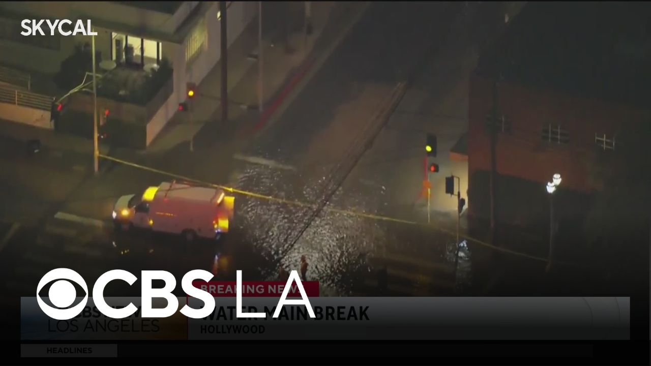 Hollywood water main break causes flooding in street