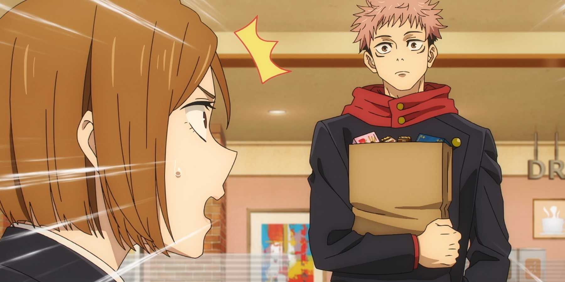 Nobara stares at Yuji in shock in Jujutsu Kaisen.