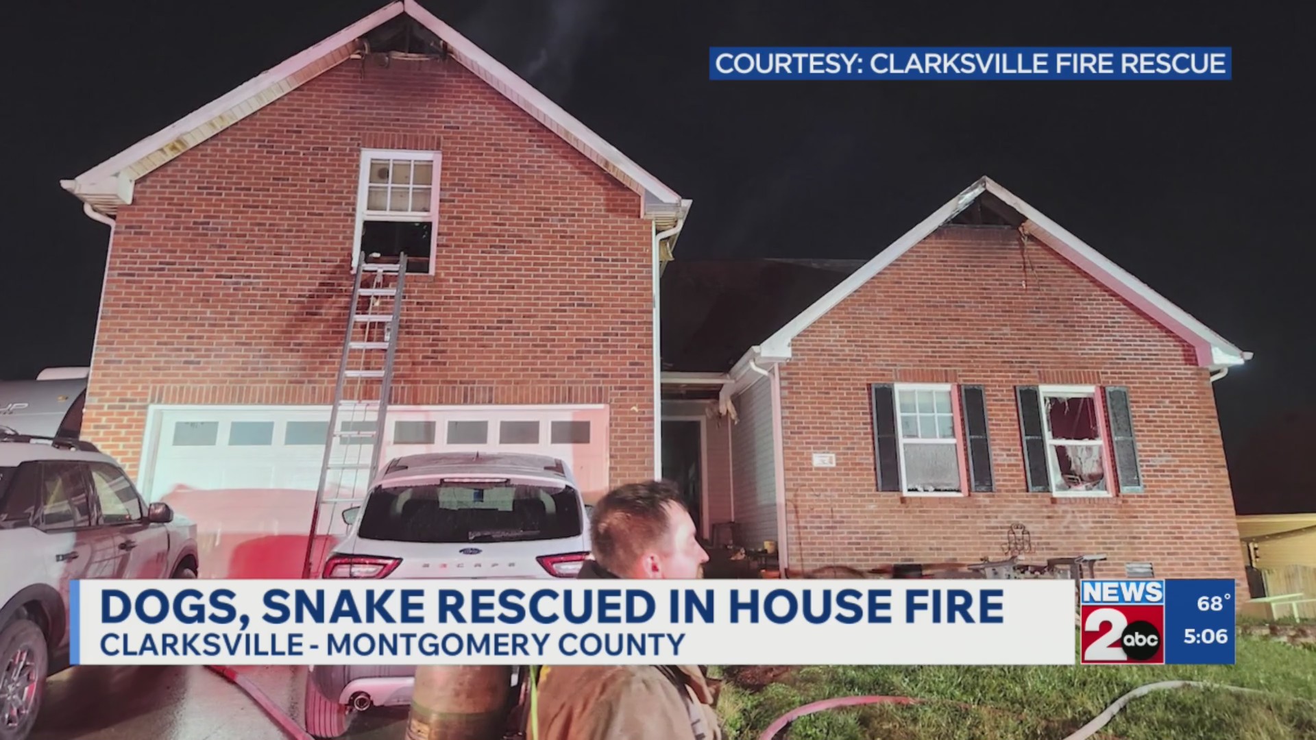 Dogs, snake rescued from Clarksville house fire