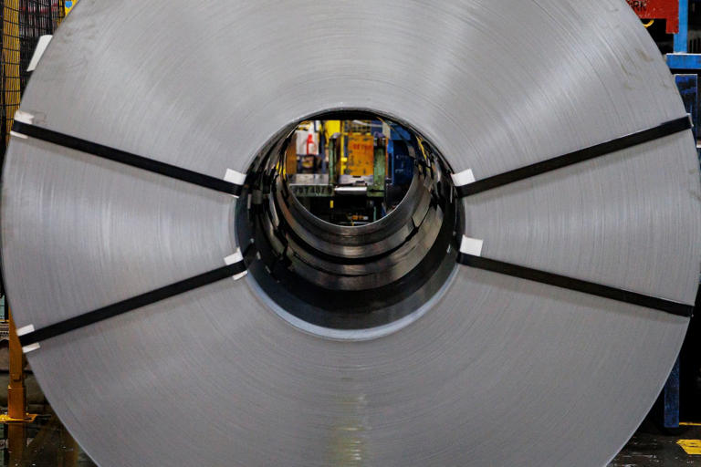 A roll of automotive steel is pictured at Martinrea Auto Parts, in Woodbridge, Ont., on Feb. 3. (Evan Mitsui/CBC)