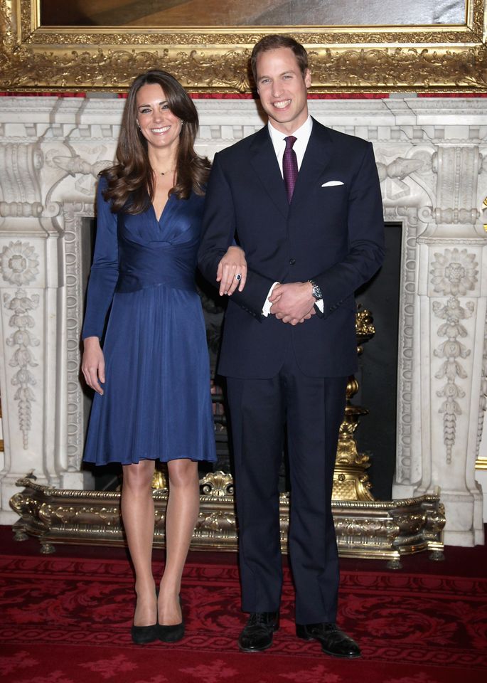 Getty Kate Middleton and Prince William announcing their engagement 15 years ago