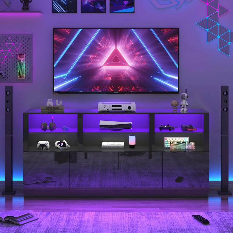 Get $300 off this LED lit TV stand from Walmart