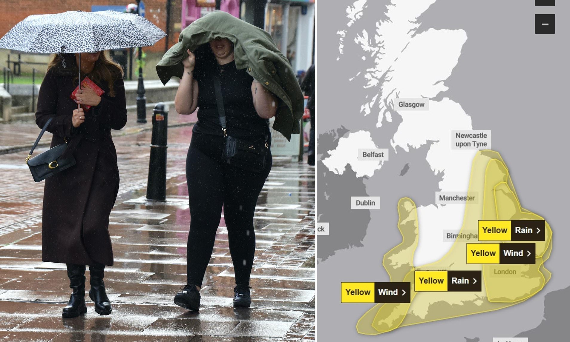 Up to two inches of rain will fall TONIGHT as map reveals where 75mph ...