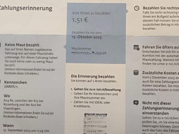 Bussgeldbescheid Holland Fake