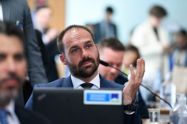 Eduardo Bolsonaro rebate crítica de Ciro Nogueira: ‘O prejuízo foi gigantesco para o seu plano’. Foto: Edilson Rodrigues/Agência Senado