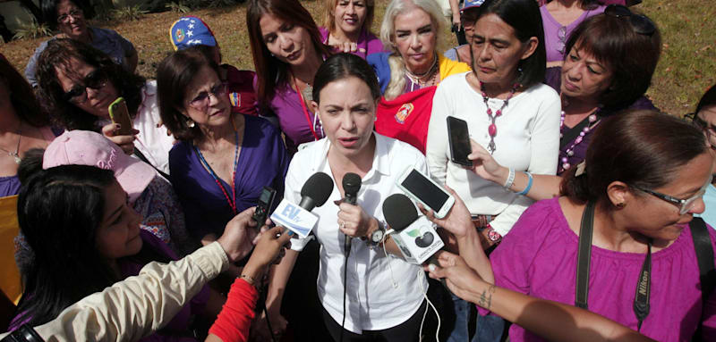 Oppositionspolitikerin Maria Corina Machado: Sie kämpft für die Freiheit ihrer Landsleute in Venezuela. Hier beim internationalen Frauentag 2018