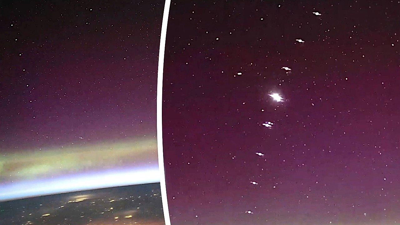 ISSからNASA宇宙飛行士が撮影した「宇宙を飛ぶスターリンク衛星の隊列」美麗な映像