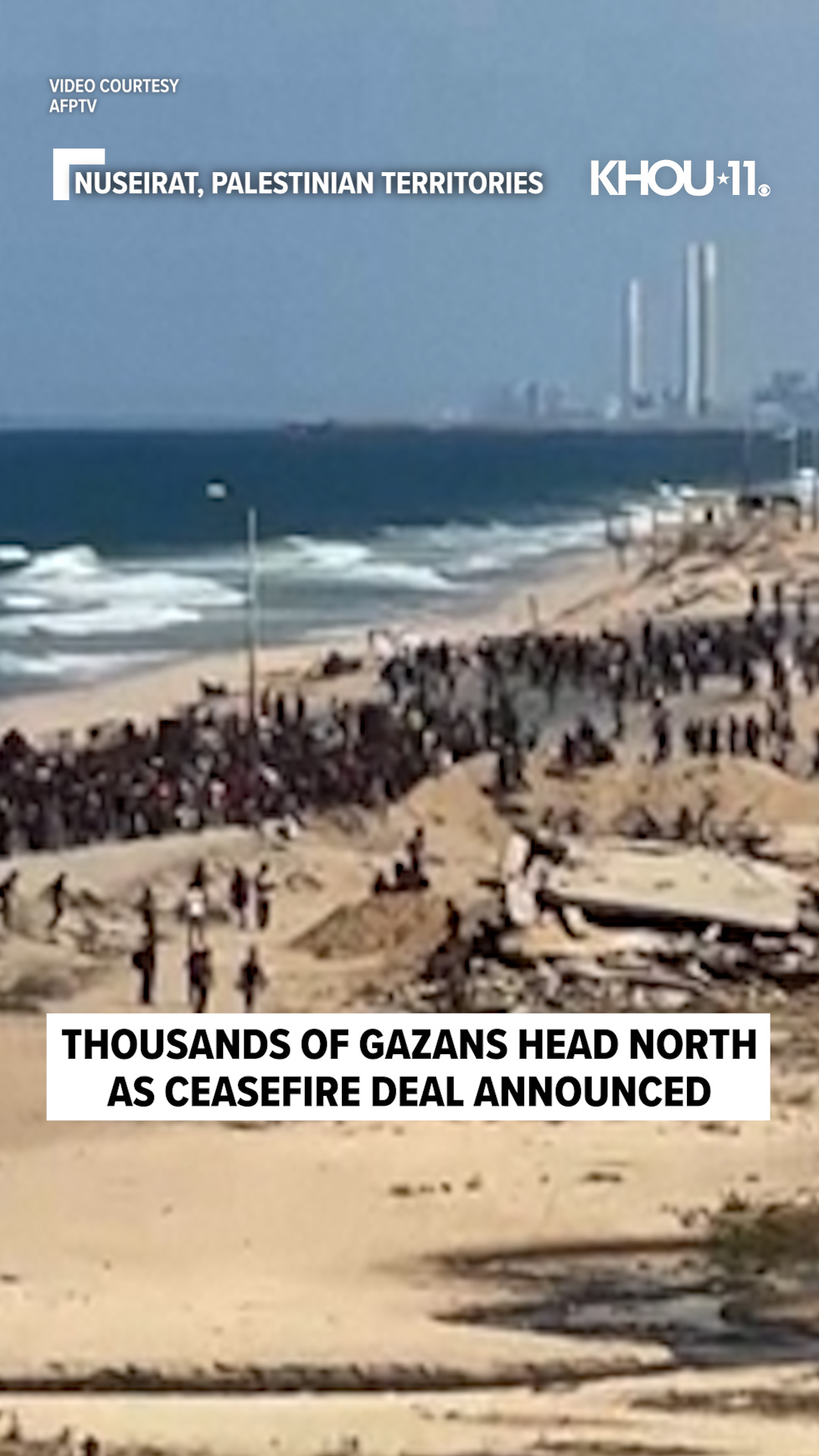 Thousands of Gazans head north as ceasefire announced