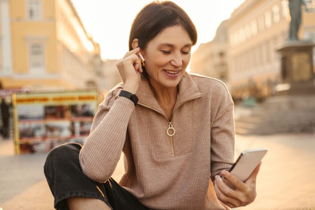 Listening to favorite uplifting music