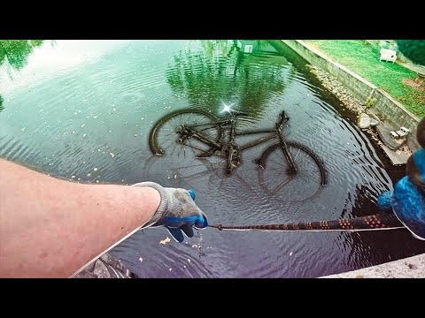 Magnet fishing insanely deep river produces an insane amount of loot ...