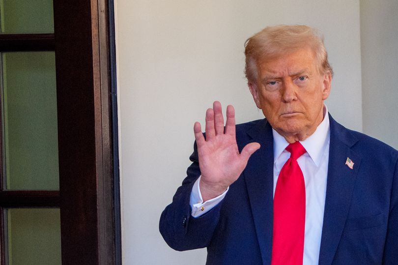 U.S. President Donald Trump greets President of Finland Alexander Stubb outside of the West Wing of the White House White House on October 09, 2025 in Washington, DC.