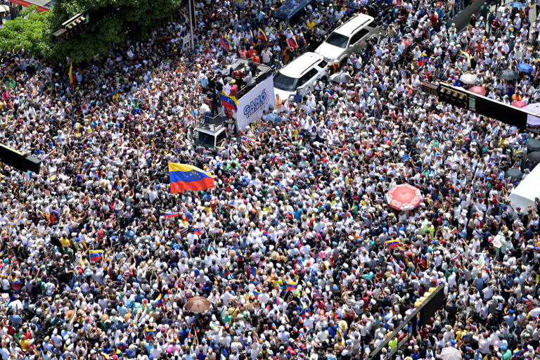 Thousands of people attended a Caracas protest called by Machado last year.