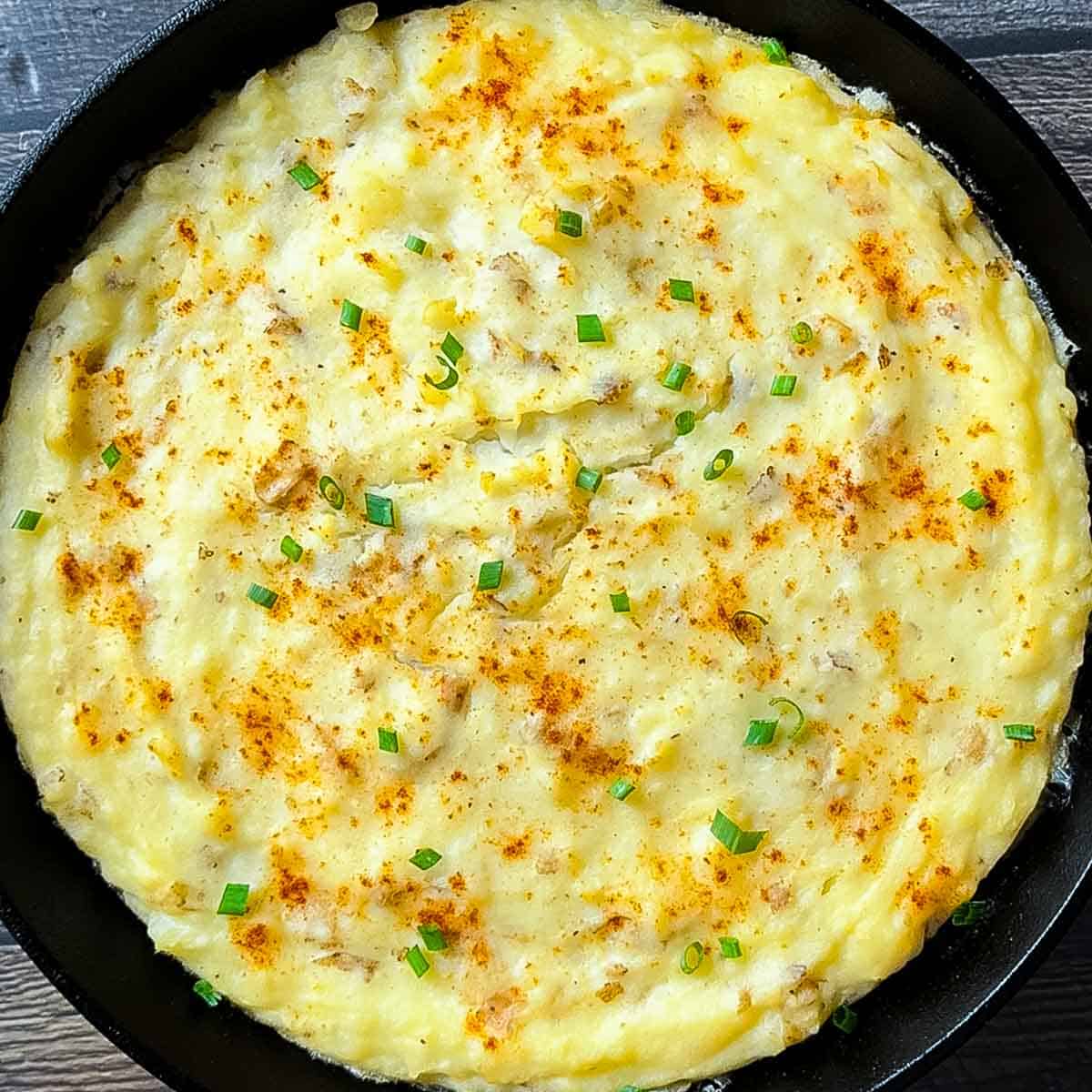 Smoked mashed potatoes on pellet grill