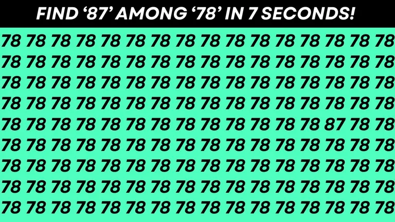 Visual Illusion: Only 3% Can Find '87' Among '78' In 7 Seconds!
