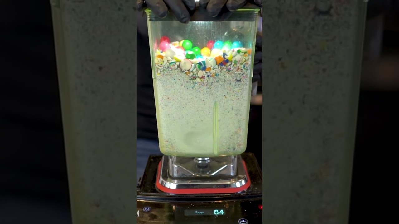 Team drops 500 gumballs into a blender for a visual experiment