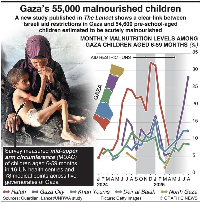 Study finds there are 55,000 malnourished children in Gaza