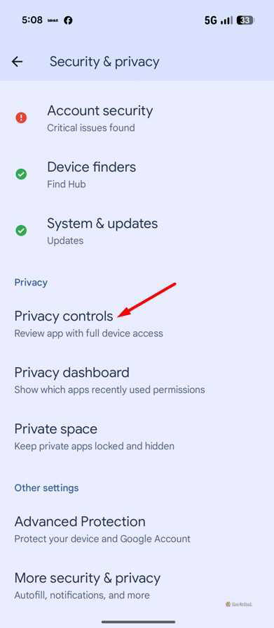 Privacy Control option in Pixel 10.